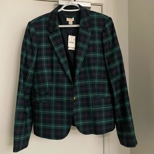J. Crew Black Watch Plaid Blazer / size 14 / Hunter Navy